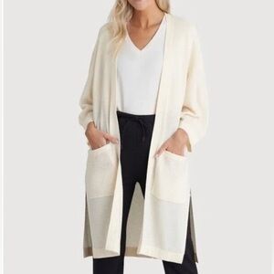 KIT AND ACE 98% Merino‎ Wool In The Clouds 3/4 Sleeves Open Wrap Cardigan sz M/L